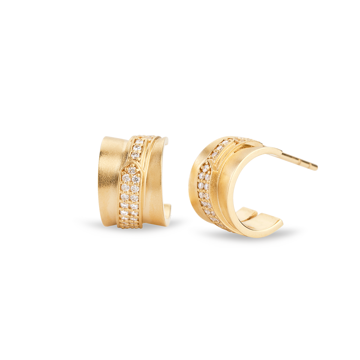 Jovian Hoop yellow gold w. diamonds - Helgstrand Jewellery